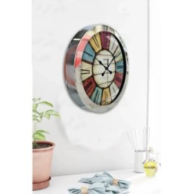 Resim Bahat Krom Çerçeveli Salon Ofis Duvar Saati 36 cm 