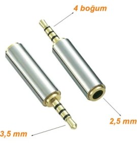 Resim Boblov Stereo 4 boğum 3.5mm Erkek to 2.5mm dişi çevirici metal jak 
