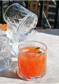 Resim 6'lı Kafes Model Cam Bardak Meşrubat Kokteyl Su Bardağı 350 Ml-k 