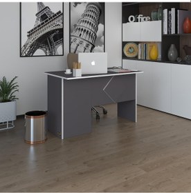 Resim Kenzlife Ofis Masası Yoko Ono Gri Sağ 75 140 60 Raflı Dolap Eşkenar Bilgisayar Çalışma Masası 