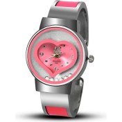 Resim Hanyang Pembe Uthaı CE80 Bayanlar Kalp Şeklinde Açık Bilezikli Saat Gündelik Sevimli Bayanlar Kuvars Saat (Yurt Dışından) 