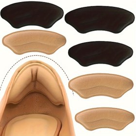 Resim 8 Adet Kendinden Yapışkanlı Topuk Pedleri Çok Büyük Ayakkabılar İçin - Siyah & Bej, Oval Dokulu Topuk Koruyucular, Kaymayı & Kabarcıkları Önler, Günlük Kıyafetler İçin Rahatlığı Artırır, Ayakkabı Pedleri 