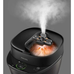 Resim Philips 1000W Buharlı Pişirici - Hızlı Basınç Çıkış Teknolojisi ve Tat Kontrol Sistemi ile Paslanmaz Çelik Malzeme 