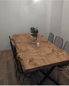 Resim ATLANTİK Ahşap Kütük Yemek Masası Mutfak M Asası 140 80 Cm Sandelyeler Hariçtir Keykubat150 