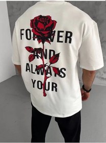 Resim Modi Green Baskılı Unisex Günlük Stil Beyaz Nature Temalı Oversize Tişört 