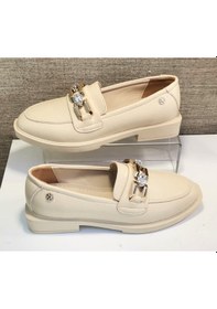 Resim Myfit 217 Kadın Taşlı Tokalı Kısa Topuklu Casual Ayakkabı Bej 