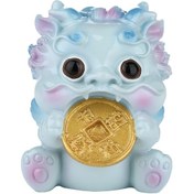 Resim Konesam Mavi Bakır Para Taşı Küçük Pixiu Figürü - Reçine Heykeli, Ev Dekorasyonu, Ofis Masaüstü, Araba Süsleme, İç Mimari, Hediye Önerisi 