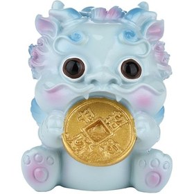 Resim Konesam Mavi Bakır Para Taşı Küçük Pixiu Figürü - Reçine Heykeli, Ev Dekorasyonu, Ofis Masaüstü, Araba Süsleme, İç Mimari, Hediye Önerisi 