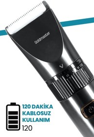 Resim GOLDMASTER Pilot Led Ekranlı Şarj Standlı Islak Kuru Ayarlanabilir Kadranlı 10 in 1 Saç Kesme Makinesi 