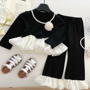 Resim Kızlar için Kore Stili Set Sonbahar Yeni Uzun Kollu Üst ve Pantolon 2 Parça Set, Geniş Pantolon ve Kolye JF17501 ile, Dış Mekan, Günlük Kıyafet, Tüm Mevsim Giyim, Günlük Kıyafet|Oyun Sever Tasarım|Esnek Kumaş, Dış Mekan, Kızlar İçin Kıyafet, Kızlar İçin Set, Kızlar İçin Kıyafet Teklif, Kızlar İçin Set 