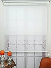 Resim Bbb Çift Mekanizmalı Keten Lazer Kesim Tül Ve Stor Perde Mlt1050 