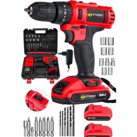 Resim 58V 8AH Darbeli Çift Akülü Vidalama Matkap Seti, Metal Şanzıman 
