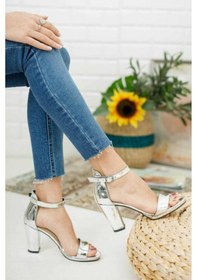 Resim Mehmet Mete 7763 Kadın Ayakkabı Tek Bant Gümüş 