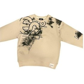 Resim Carinos Erkek Çocuk Yazı Detaylı Batik Desenli Sweatshirt-14701 Krem 