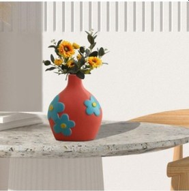 Resim Lijinxu Magideal Seramik Çiçek Vazo Ekici Şişe Masaüstü Kırmızı Kırmızı 