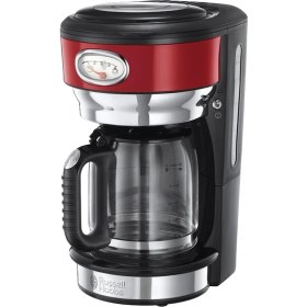Resim Russell Hobbs 21700-56 Retro Ribbon Filtre Kahve Makinesi Kırmızı, 10 Fincana Kadar, 1.25 L Cam Süra 
