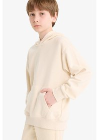 Resim Defacto Erkek Çocuk Basic Düz Kapüşonlu Sweatshirt E9558a825auer103 Ekru 
