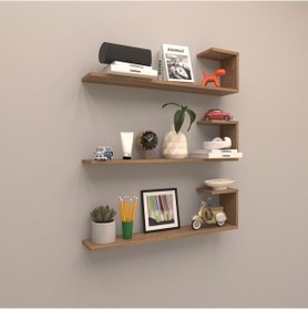 Resim Rafkestir 3 Lü Minas Duvar Rafı Kafkas Meşe ( Mat ) 