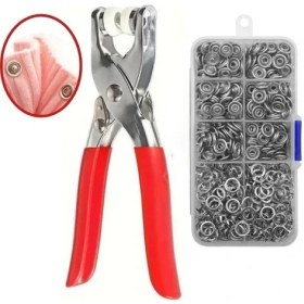 Resim Ozcmax Metal 200 Adet Paslanmaz Çelik Çıtçıt ve Pense Seti Makinesi Kuş Gözü Pensesi Bebek Elbise Çıtçıt Montaj Seti 