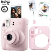 Resim Fujifilm Instax Mini 12 Pembe Fotoğraf Makinesi - 10'lu Film - Kıskaçlı Resim Standı ve Silikon Kılıf Seti 