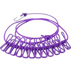 Resim Mandalı Çamaşır İpi Taşınabilir Seyahat Çamaşır İpi 12 Klipsli Lastikli Çamaşır Mandalları Çok Renkli 