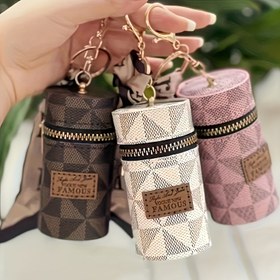 Resim 1 adet Moda Silindir Seyahat Cüzdanı - Fermuarlı Kapatma ile Geniş Çok Fonksiyonlu Depolama Çantası, Madeni Paralar ve Makyaj Çantası için Büyük Kapasite, Ulaşım, Kampüs ve Günlük Kullanım için Uygun 