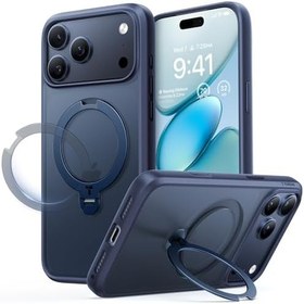 Resim TORRAS Q3 360 Spin iPhone 17 Pro Max için Manyetik Stand, Magsafe ile Uyumlu, Askeri Sınıf Koruma, Kamera Kontrolü, Dahili Kickstand 17 Pro Max Telefon Kılıfı 6,9 inç, Koyu Mavi 