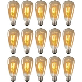 Resim Edison St 64 Flamanlı Rustik 4 W Amber Vintage Aydınlatma LED Ampul 15'li Eko Paket 
