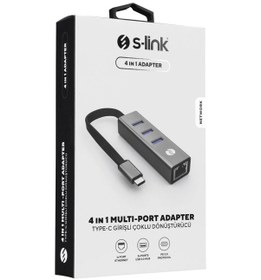 Resim S-lınk Sw-u3325, Gigabit, Type-c To Rj45, 3xusb 3.0, Metal, Ethernet Kartı 