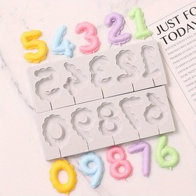 Resim 2 adet Silikon Sayı 0-9 3D Kabartmalı Fondant Çikolata Kalıbı, Doğum Günü Pasta Süsleme DIY Pişirme El Yapımı El Sanatları Ev Dekorasyonu ve Hediye Süsü için 