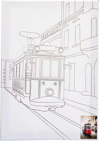 Resim Ceoart Desenli Tuval Taksim Treni, Ayasofya, Galata, Kız Kulesi 35x50 Ceo-tu0002 