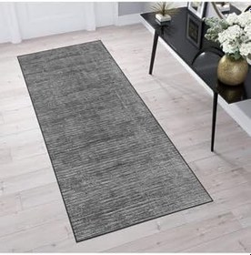 Resim Rovigo Dijital Baskı Yıkanabilir Kaymaz Taban Salon Halısı Rvg1493, Siyah, 80 x 200 