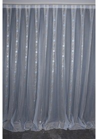 Resim Organze 2850 Krem Renk 5 3 Hazır Dikilmiş Pileli Fon Perde 300 260 Cm 