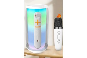 Resim Newface Pluse 6 Mikrofonlu Rgb Kablosuz Hoparlör - Beyaz Drstr 