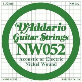 Resim D'Addario NW052 Nickel Wound Elektro ve Akustik Gitar Tek Teli - .052 (Aksesuar) | Heavy Bottom Dizilimler İçin İdeal, Dolgun Baslar ve Yüksek Ses Hacmi 