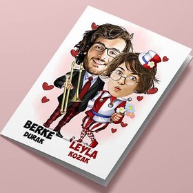 Resim Festivaldeki Çiftler Karikatürlü Tebrik Kartı 