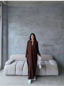 Resim Defymoda Pantolon Yırtmaçlı Elbise İkili Triko Takım Kahve Elf Kahve 
