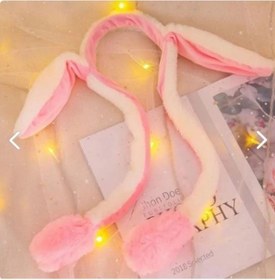 Resim Taç Işıklı Hareketli Kulaklı Peluş Sevimli Tavşan Kulak Kız Çocuk 
