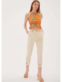 Resim Fashion Friends Fashıon Frıends Kadın Paçası Düğme Detaylı Pantolon 23y-pnt0312k1 Çok Renkli 