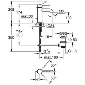 Resim Grohe Essence Lavabo Bataryası S-Boyut Cool Sunrise - 23589Gl1 