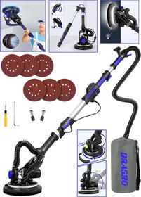 Resim Dragro DRG-58l Profesyonl Led Işıklı Alçıpan Duvar Zımpara Makinesi Gri - Mavi 