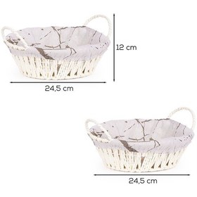 Resim Porsima Mio-020 2li Hasır Görünümlü Yuvarlak Ekmek Sepeti Beyaz 