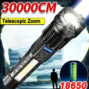 Resim LED XP50 Zoom Özellikli Dış Mekan Feneri, COB Yan Aydınlatmalı Acil Durum Lambası ile Yürüyüş, Koşu, Kampçılık & Elde Taşınabilir ABS Malzeme İş Işıklı Portatif Fener 