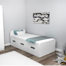 Resim Arnetti Akser 90x190 Cm Yatak Uyumlu Tek Kişilik Karyola Beyaz 