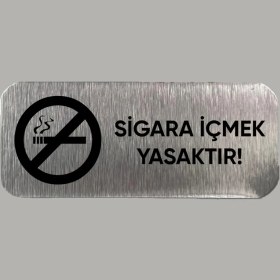 Resim Metal Sigara Içmek Yasaktır Etiketi Arkası Yapışkanlı 3x7 cm 1 Adet 