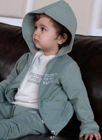 Resim Little Gusto Kapüşonlu Bebek Ceket Yeşil Organik Pamuk 