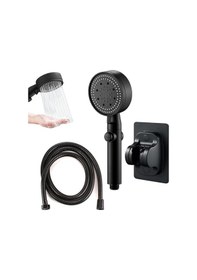Resim İsgstore 5 Fonksiyonlu Mafsallı Mat Siyah Duş Başlığı Seti - Örgülü Hortum 150 Cm Duş Seti Siyah 