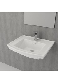 Resim Bocchi Lavita Lavabo Armatür Delikli 60 CM Parlak Beyaz 1127-061- 