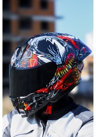 Resim Symbioth Siyah-kırmızı-mavi Kask + Spoiler C1 Siyah 