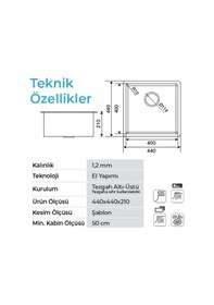 Resim Crauf Stella 4444 Pvd Bakır 40x40 El Yapımı Paslanmaz Çelik Mutfak Eviyesi Bakır 
